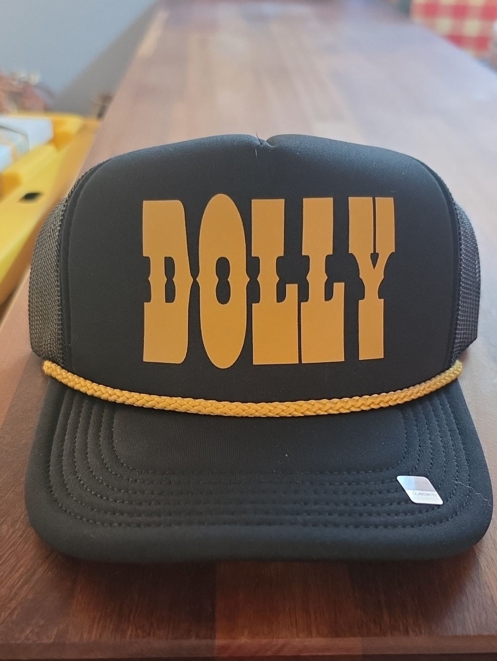 Dolly Black Trucker Hat with Yellow Accent New With Tags!